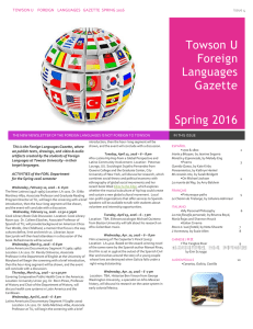 Towson U Foreign Languages Gazette Spring 2016
