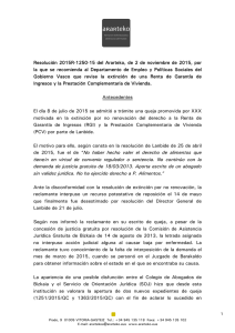 Resolución 2015R-1250-15 del Ararteko, de 2 de noviembre de