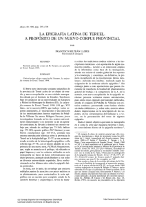 La epigrafía latina de Teruel. A propósito de un nuevo corpus