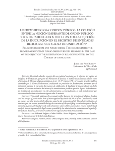Libertad religiosa y orden público. La colisión entre la