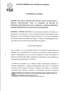 Acuerdo 04/2006 por el que se crea la fiscalía especializada para la