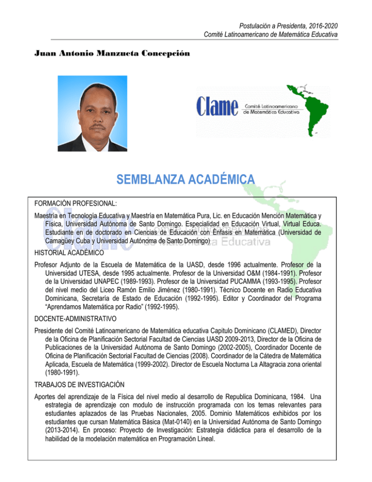 Semblanza Acad mica Comite Latinoamericano De Matematica