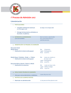 1º Proceso de Admisión 2017 - Instituto Alemán Puerto Montt