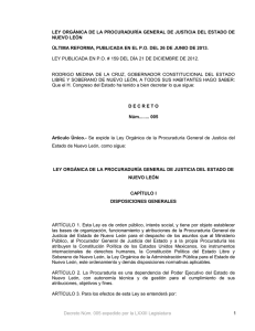 Ley Orgánica de la Procuraduría General de Justicia del Estado de