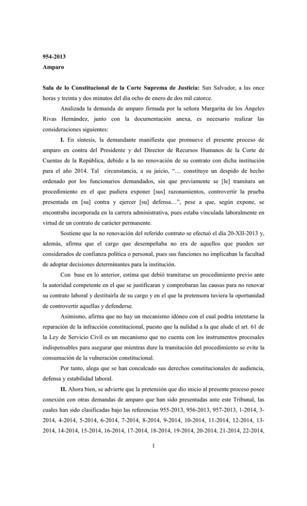 Amparo 954-2013 - Corte Suprema de Justicia