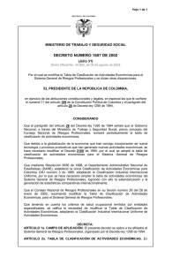 decreto numero 1607 de 2002 - Ministerio de Comercio, Industria y