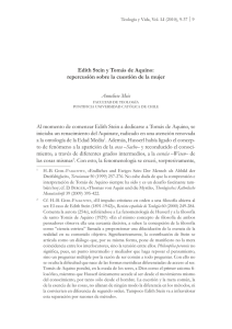 Edith Stein y Tomás de Aquino: repercusión sobre la cuestión de la