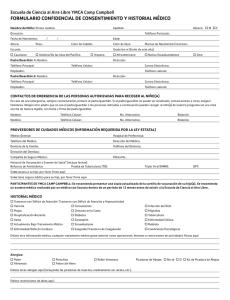 formulario confidencial de consentimiento y historial médico