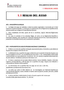 Reglas juego carambola - Federación Andaluza Billar