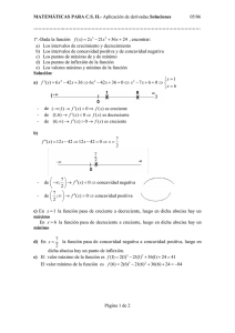 MATEMÁTICAS PARA C.S. II.- Aplicación de derivadas.Soluciones