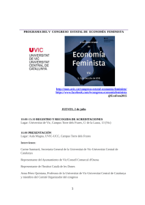 Programa Provisional Congreso Economía Feminista 2015