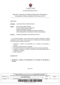 Acta de la 1ª sesión de la Comisión de Documentos y Archivos de la