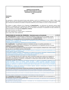 Formato de Evaluación Condiciones de Calidad Especialización 2010