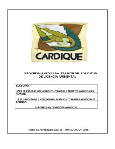 procedimiento para trámite de solicitud de licencia ambiental