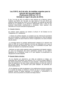 Ley 3/2012, de 6 de julio, de medidas urgentes para la reforma del