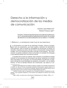 Derecho a la informaci&oacute;n y democratizaci&oacute;n de los medios de