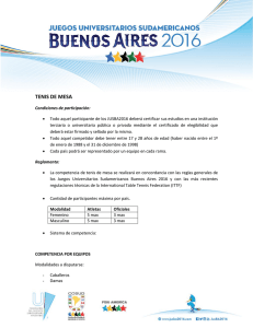 Reglamento Tenis de Mesa - Juegos Universitarios Sudamericanos