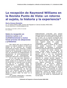 La recepción de Raymond Williams en la Revista Punto de