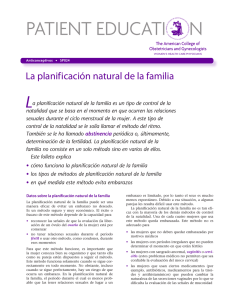 Patient Education Pamphlet, SP024, La planificación natural de la
