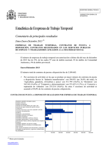 Estadística de Empresas de Trabajo Temporal. 2013