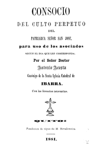 [sic] del culto perpetuo del patriarca Señor San José para uso de los