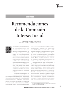 Bioética RECOMENDACIONES DE LA COMISIÓN INTERSECTORIAL