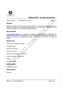 PRO011GTH Auxilios Sindicales - Universidad Pedagógica Nacional