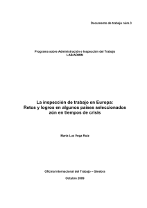 La inspección de trabajo en Europa: Retos y logros en algunos