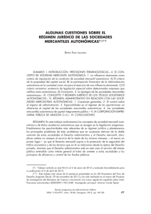 AlgunAs cuestiones sobre el régimen jurídico de lAs sociedAdes