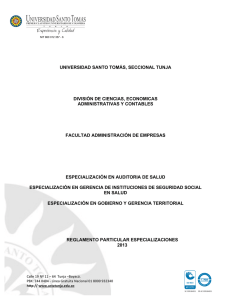 Reglamento especializaciones - Universidad Santo Tomás