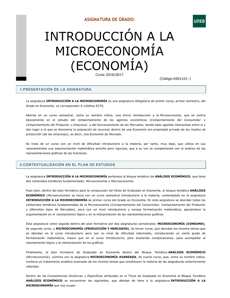 Introducción A La Microeconomía (economía)