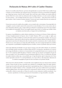 Declaración de Mainau 2015 sobre el Cambio Climático