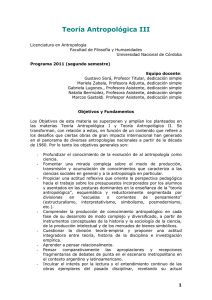 Teoría Antropológica III - Universidad Nacional de Córdoba