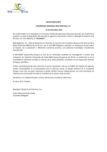 14/12/2015 BIONATURIS Hecho Relevante: Firma de contrato con