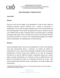 PRIVATIZACIONES Y PODER POLÍTICO Jorge Heine1 Abstract