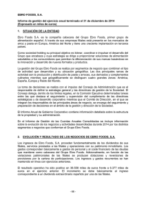 Informe de Gestión de Ebro Foods, S.A., correspondiente al ejercicio