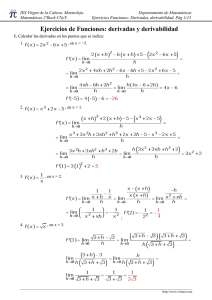Ejercicios de Funciones: derivadas y derivabilidad
