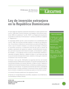 EJECUTIVO Ley de inversión extranjera en la República Dominicana
