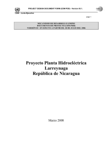 Proyecto Planta Hidroeléctrica Larreynaga República de Nicaragua