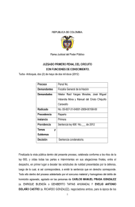 fallo del Juzgado Primero Penal del Circuito de Turbo, Antioquia