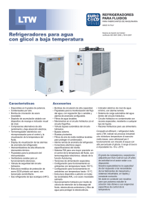 Refrigeradores para agua con glicol a baja temperatura