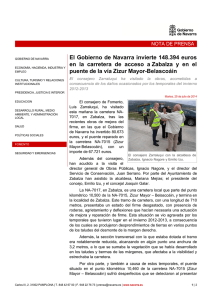 El Gobierno de Navarra invierte 148.394 euros en la carretera de
