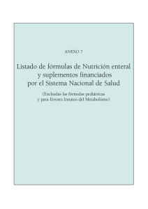F&oacute;rmulas Nutrici&oacute;n Enteral Financiadas SNS - Espa&ntilde;a