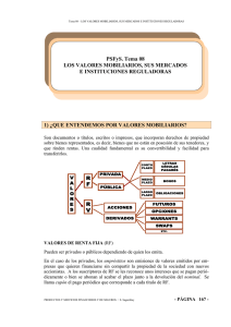 Valores mobiliarios, sus mercados e