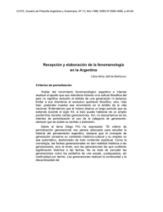 Recepción y elaboración de la fenomenología en la Argentina