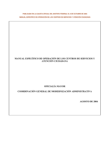 Manual Específico de Operación de los Centros de Servicios y