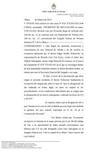 Poder Judicial de la Nación //Plata, de febrero de 2015. Y VISTOS
