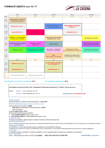 Five-day event schedule - LA CASONA formación e investigacion