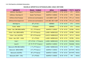 DEPORTE EDAD / CURSO DÍAS HORARIO PISTA CUOTA