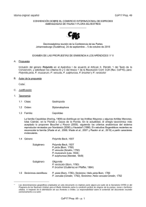 Propuesta de enmienda del Apéndice I o II para la CoP16 de la CITES